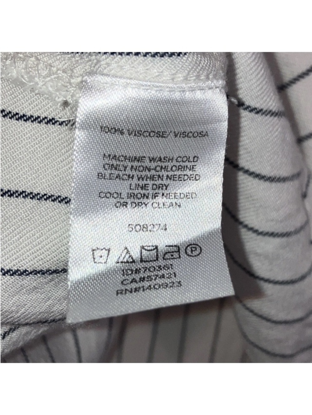 LOFT Lounge White Soft Viscose Popover Tunic V Neck Long Sleeve Blouse Striped L - Picture 7 of 10